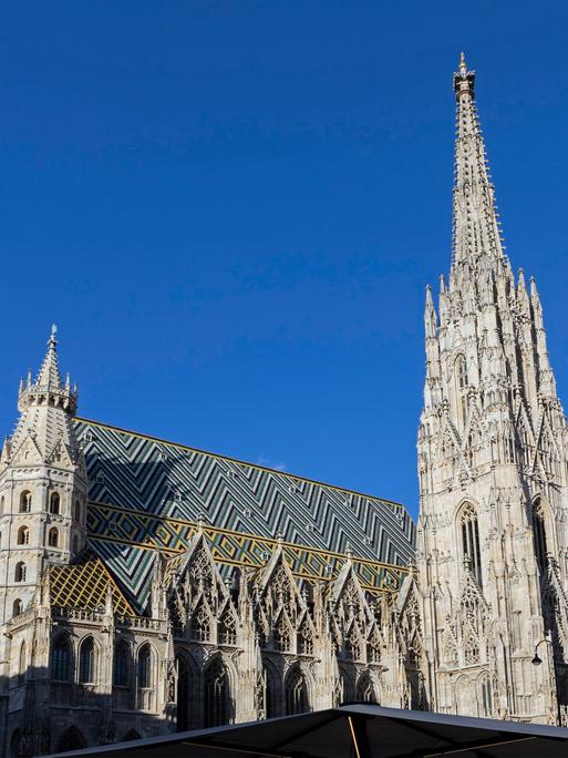 Der Stephansdom in Wien vor wolkenlosem Himmel Der Stephansdom in Wien vor wolkenlosem Himmel