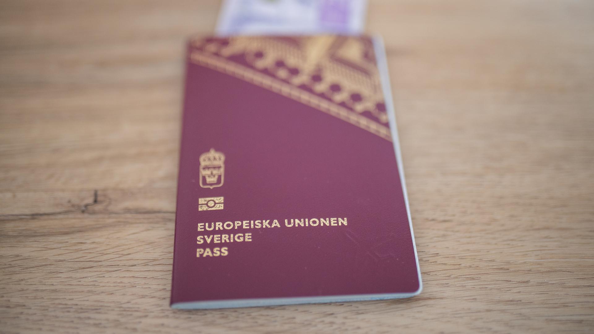 Schwedischer Riesepass - im Hintergrund ein 20-Kronen-Schein