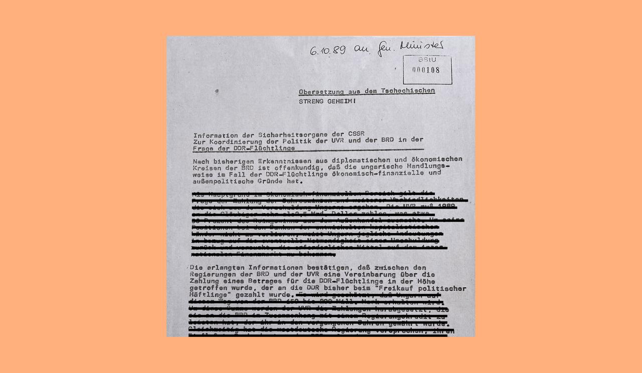 Dokument aus der Stasi-Unterlagenbehörde im Bundesarchiv.