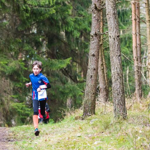 Ein Junge läuft durch den Wald