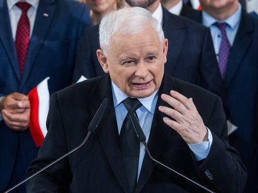 Jaroslaw Kaczynski während einer Vorwahlveranstaltung der Partei für Recht und Gerechtigkeit (PiS).