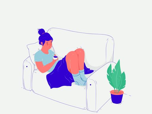 Illustration: Eine Frau entspannt auf ihrem Sofa