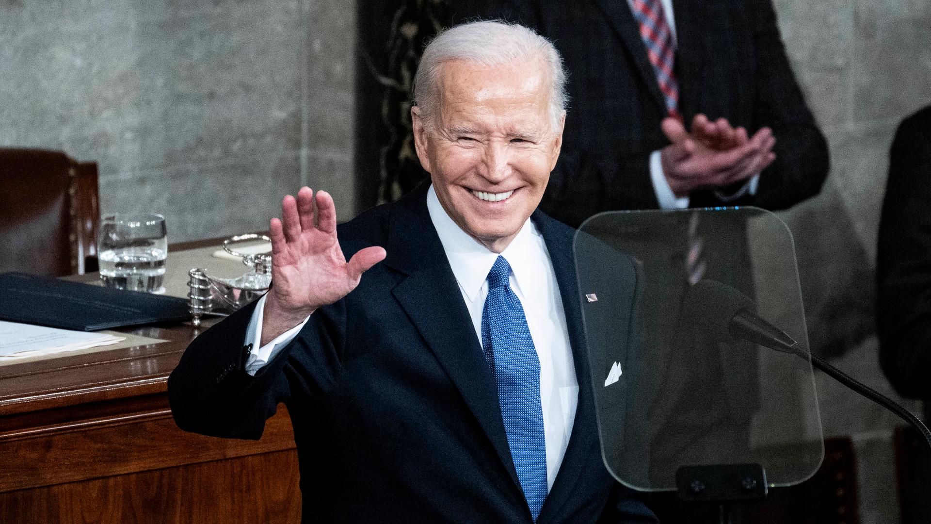 Präsident Joe Biden hält die Rede zur Lage der Nation im Kongress im Kapitol, Donnerstag, 7. März 2024, Washington. 