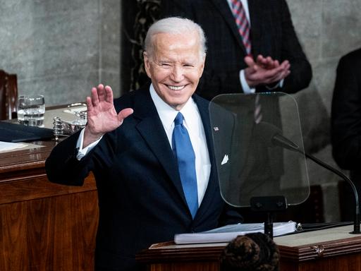 Präsident Joe Biden hält die Rede zur Lage der Nation im Kongress im Kapitol, Donnerstag, 7. März 2024, Washington. 