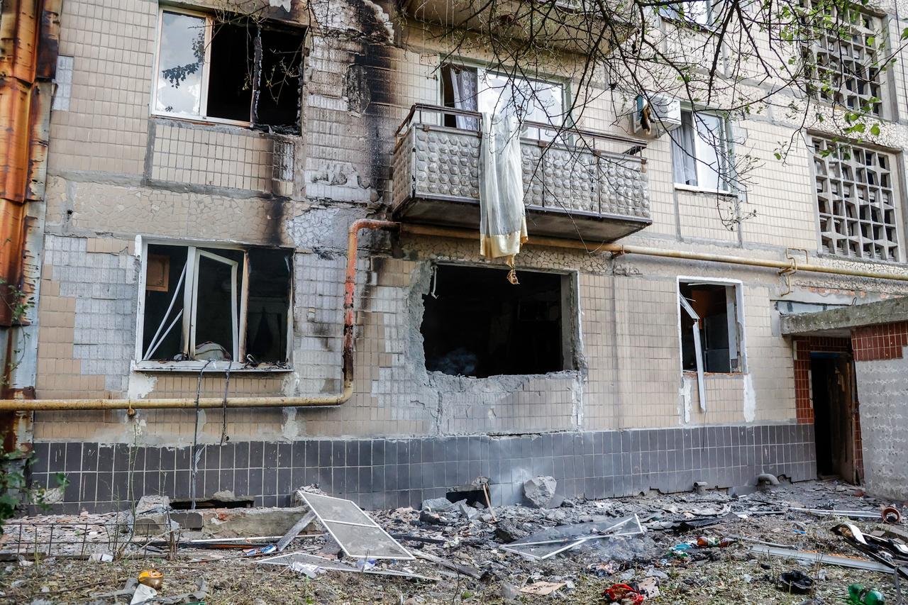 Ein stark beschädigtes Haus in der Region Donezk. DIESES FOTO WIRD VON DER RUSSISCHEN STAATSAGENTUR TASS ZUR VERFÜGUNG GESTELLT.