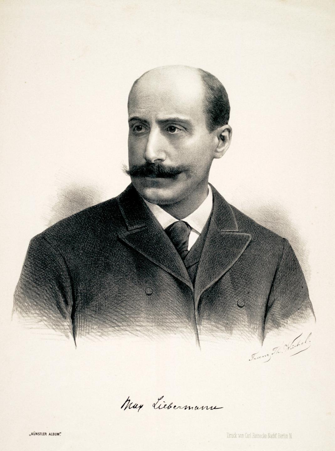 Max Liebermann (1847-1935) Porträt mit  faksimiliertem Namenszug. - Kreidelithographie von Franz Th. Wuerbel.