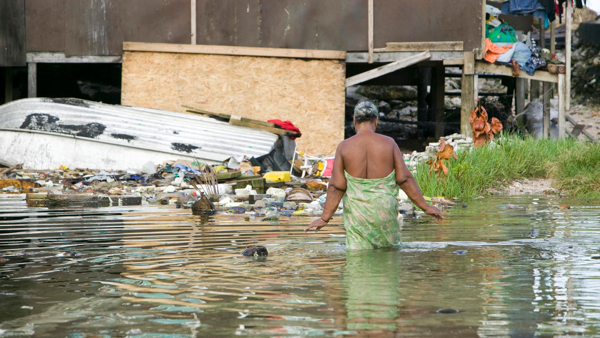 Überschwemmte Flächen in Tuvalu
