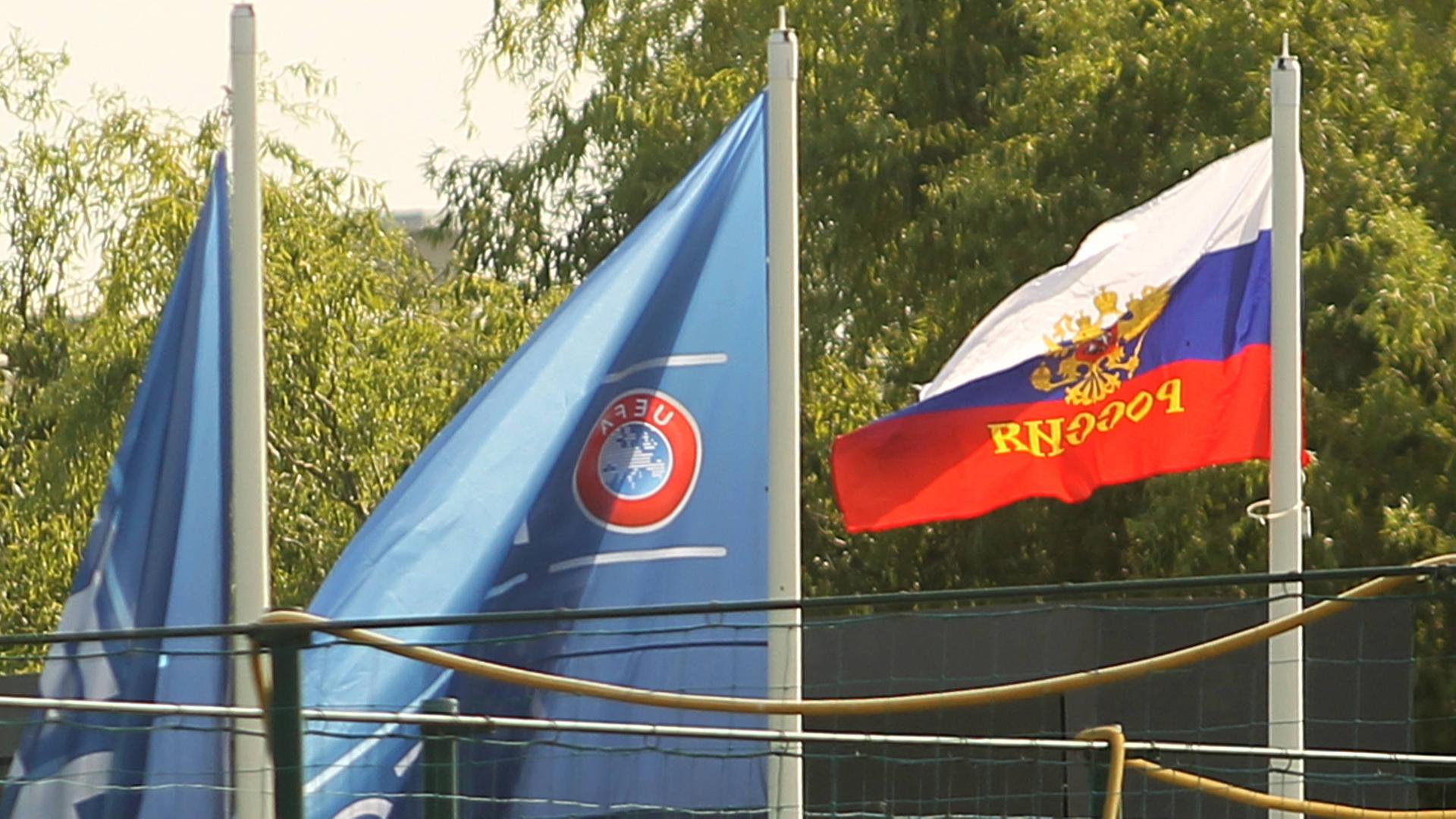 05.10.2023 Stara Pazova Serbia-Russia U15/ W15 / U-15/ Under 15 Uefa development tournament women s football Uefa and Russia flags :