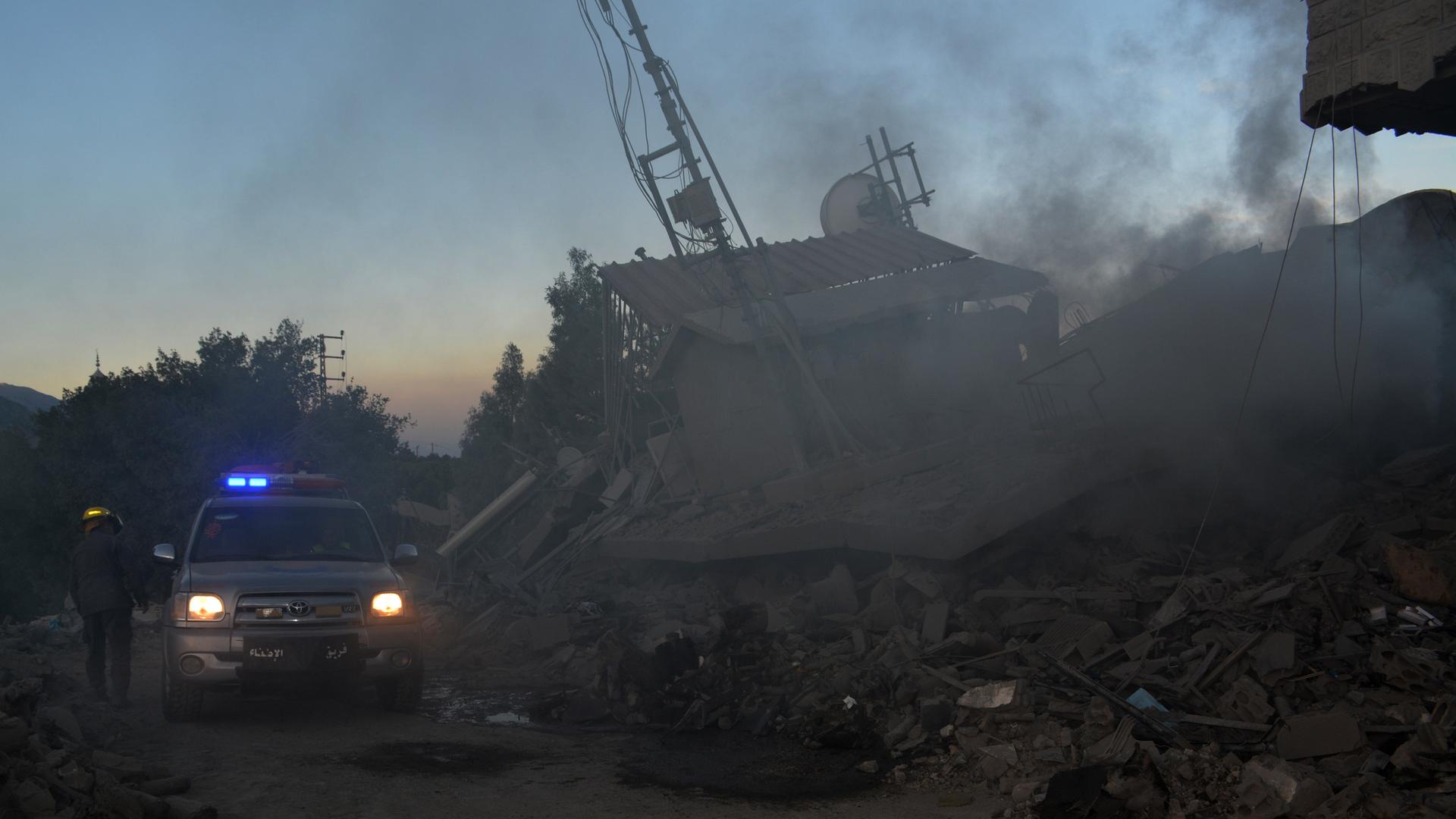 Libanon, Maschgara: Dieses Foto zeigt die durch israelische Luftangriffe verursachte Zerstörung.