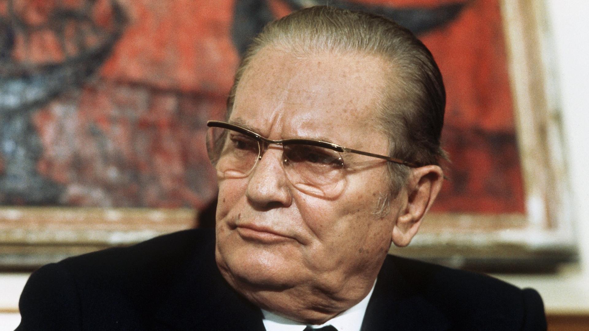 Der jugoslawische Staatspräsident Josip Broz Tito, aufgenommen am 17. April 1973. Der jugoslawische Staatspräsident Josip Broz Tito, aufgenommen am 17. April 1973.