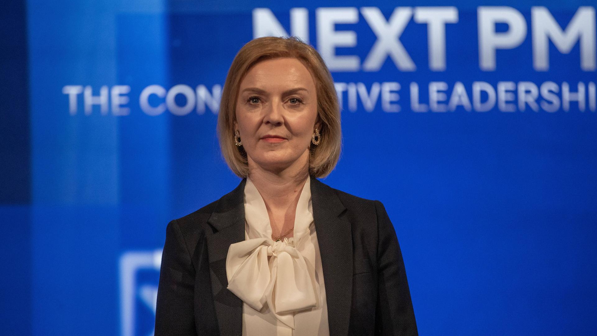 Liz Truss, Tory-Kandidatin für das Amt der britischen Premierministerin kurz vor einer TV-Debatte
Liz Truss, Tory-Kandidatin für das Amt der britischen Premierministerin kurz vor einer TV-Debatte
