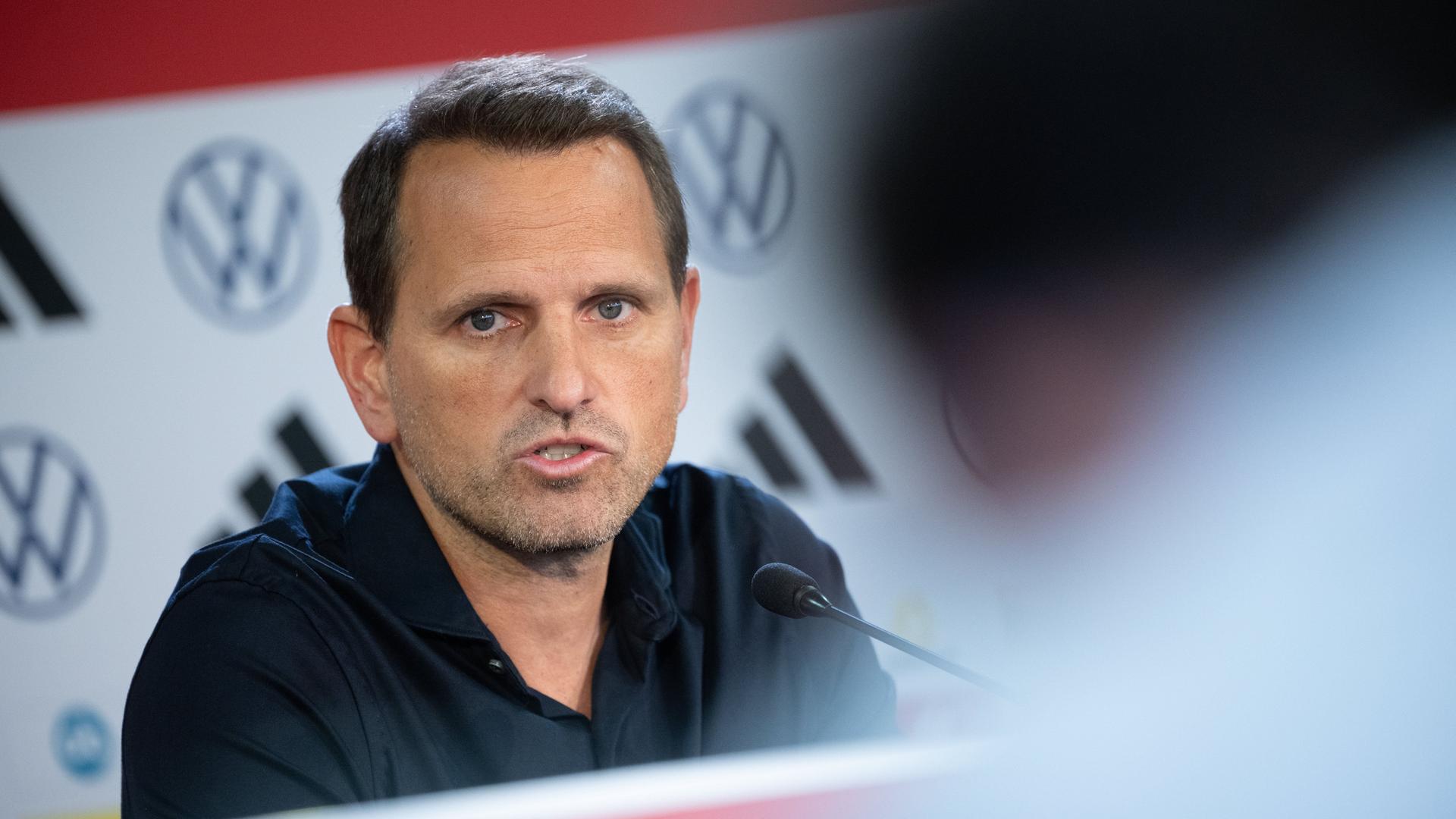 Australien, Wyong: Fußball, Frauen: WM, Abschlusspressekonferenz Deutschland: Panagiotis "Joti" Chatzialexiou, Sportlicher Leiter Nationalmannschaften, spricht.