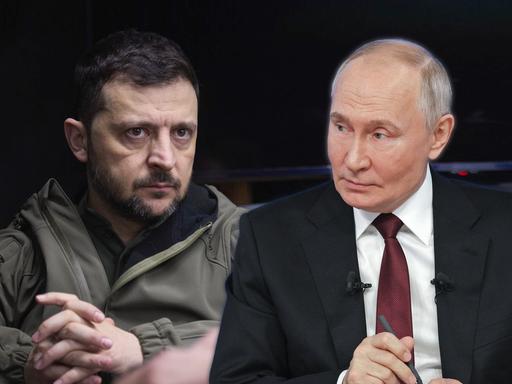 FOTOMONTAGE: Das Bild zeigt Wolodymyr Selenskyj und Wladimir Putin nebeneinander