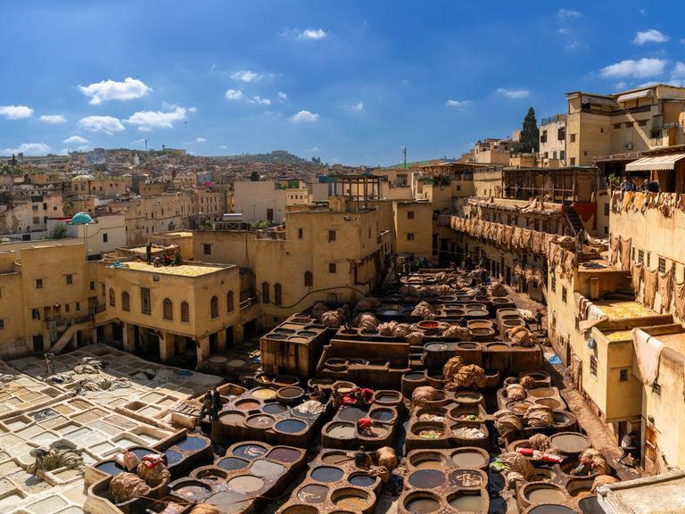 Panoramablick über die Altstadt von Fes in Marokko