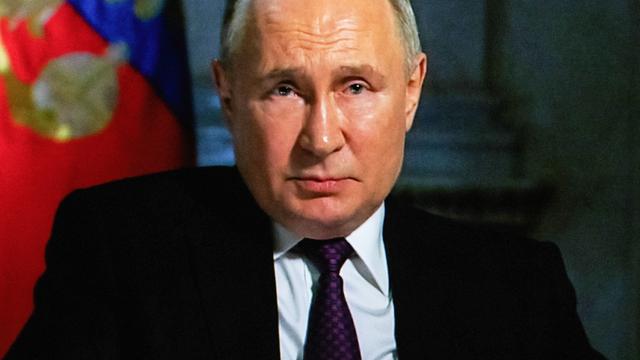 Der russische Präsident Wladimir Putin bei einem Fernsehinterview Mitte März 2024, bei dem er den Westen vor dem Einsatz russischer Atomwaffen warnte.