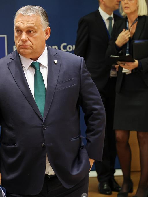 Ungarns Premier Viktor Orban beim Treffen des Europäischen Rates in Brüssel am 22.10.2022