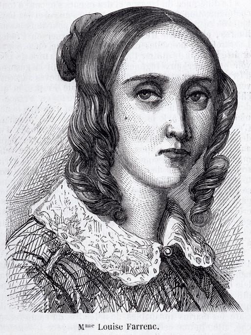 Illustration aus dem Jahr 1855, die die Komponistin mit offenem Blick zum Betrachter zeigt.