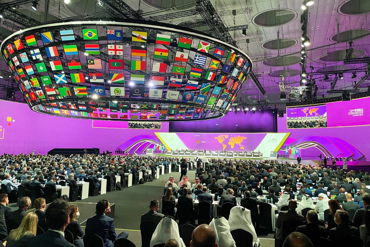 Blick in den Saal beim FIFA-Kongress 2022 in Doha/Katar