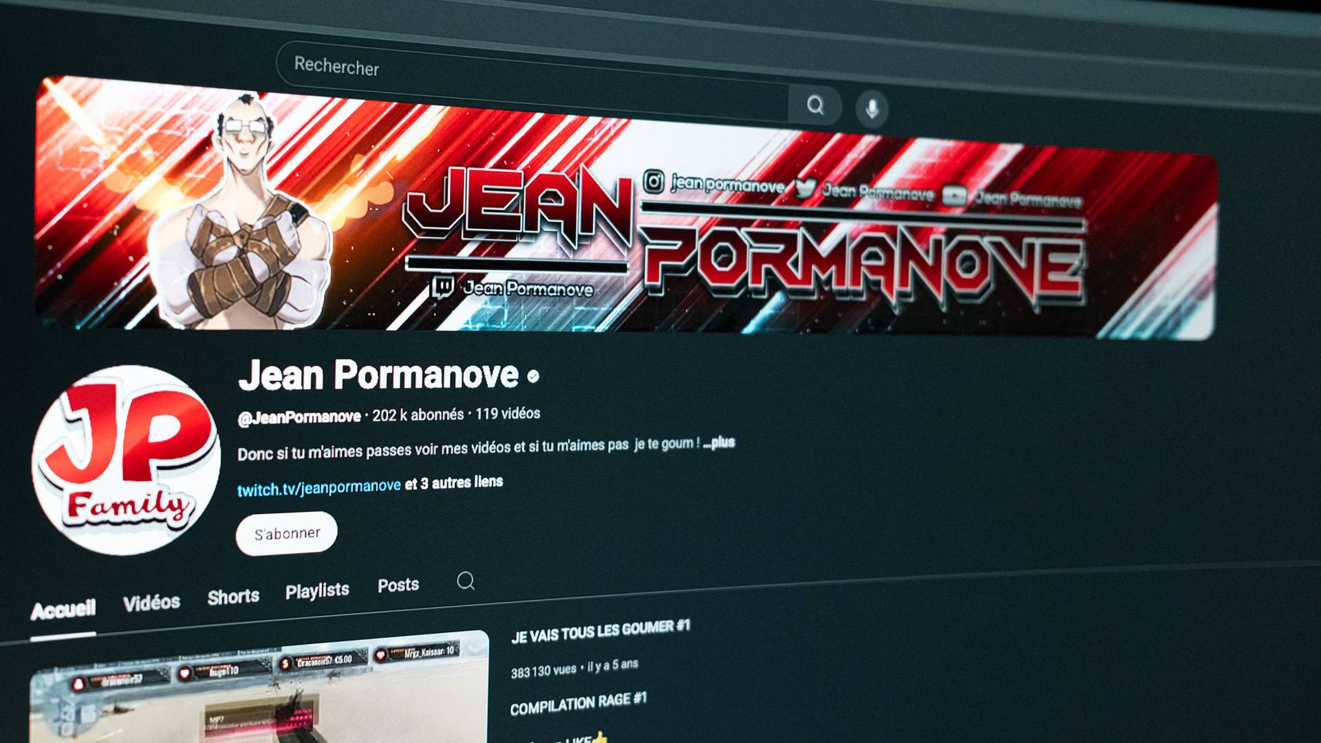 Das Foto zeigt eine Social-Media-Plattform eines  Video-Produzenten mit dem Pseudonym "Jean Pormanove".