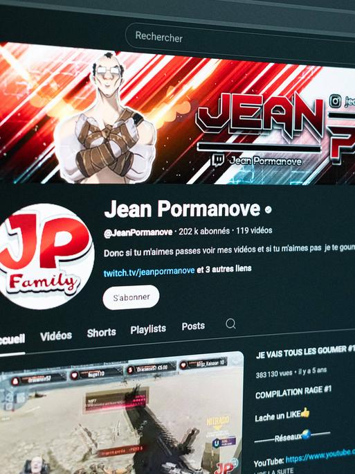 Das Foto zeigt eine Social-Media-Plattform eines  Video-Produzenten mit dem Pseudonym "Jean Pormanove".