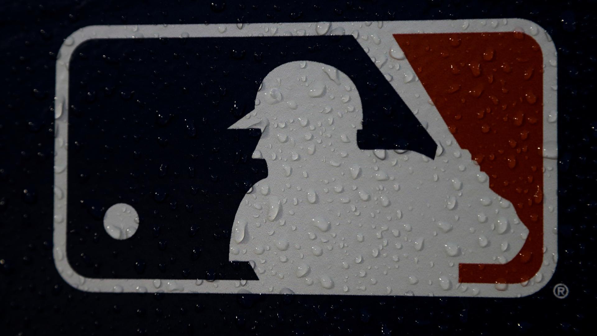 Das Logo der World Series baseball games, ein Schattenspieler schlägt einen Ball.