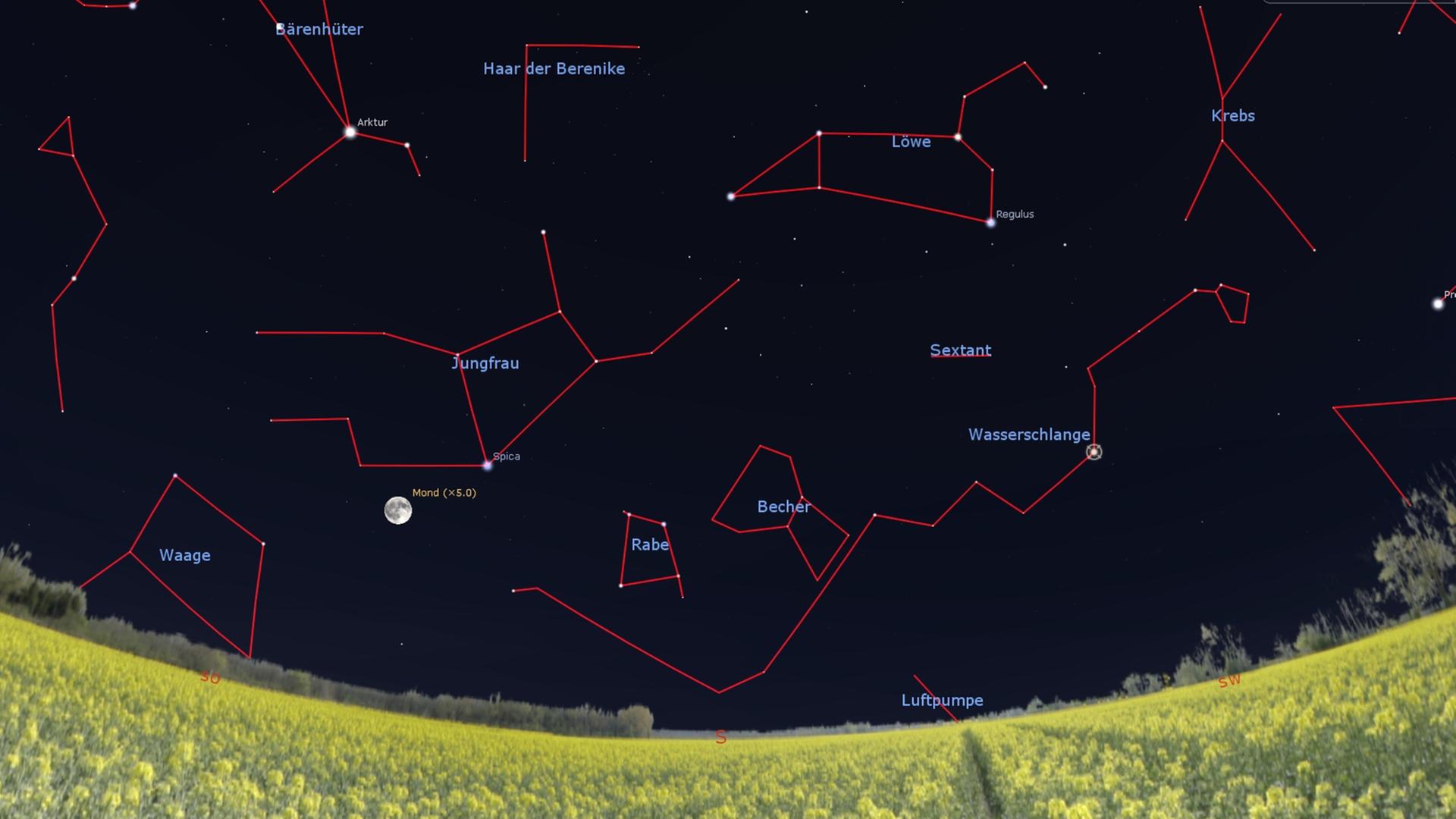 Eine Übersicht der Sternenbilder am Nachthimmel.