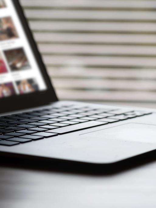Ein Laptop auf dem Teaser-Bilder für pornografische Videos zu sehen sind. Ein Laptop auf dem Teaser-Bilder für pornografische Videos zu sehen sind.