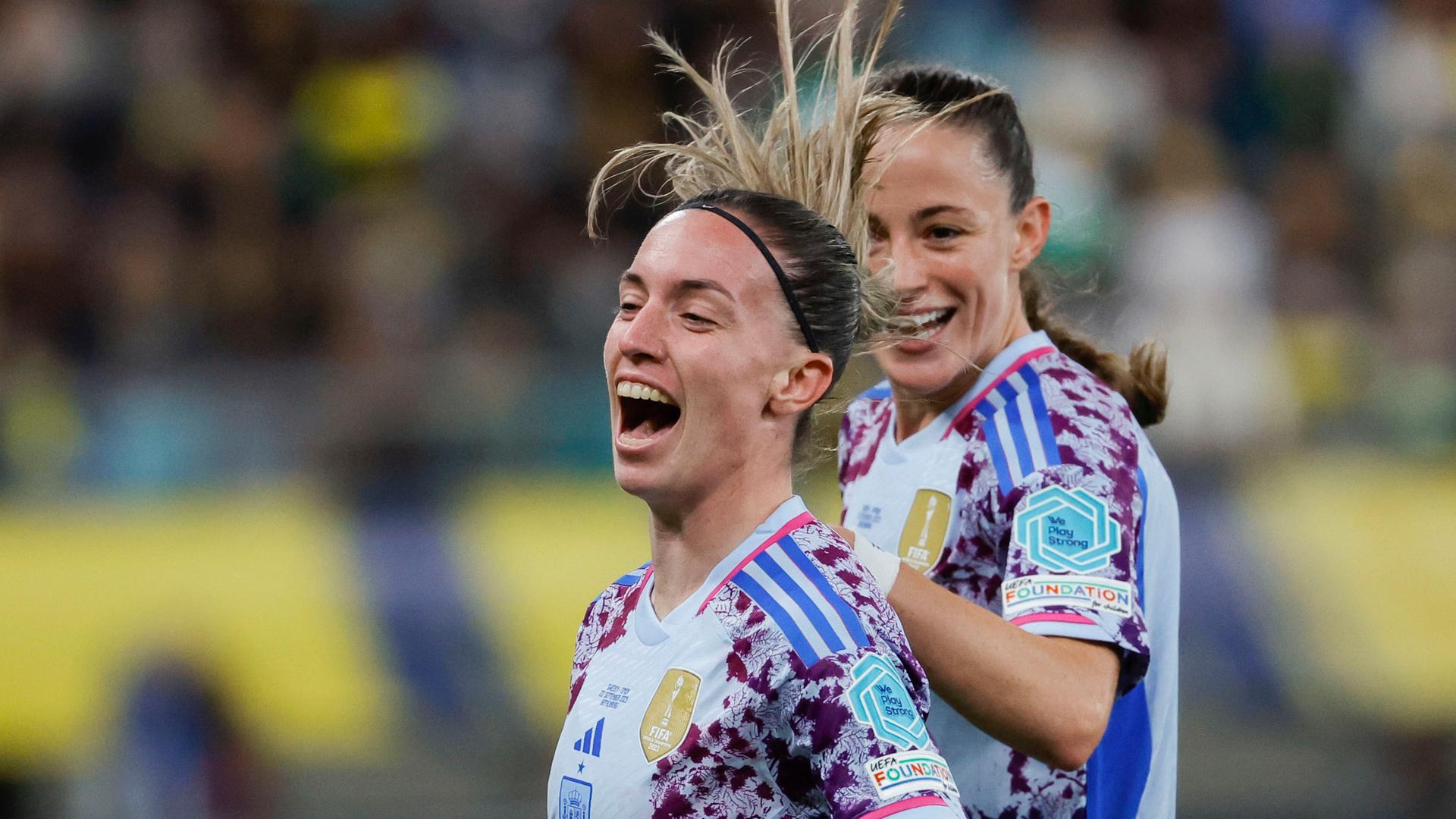 Nations League: Eva Navarro feiert ihren Treffer für Spanien gegen Schweden. Nations League: Eva Navarro feiert ihren Treffer für Spanien gegen Schweden.