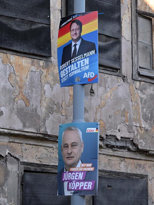 Vor dem Wahlerfolg von Robert Sesselmann: Wahlwerbung in der Sonneberger Innenstadt, (AfD) aufgenommen am Tag der Stichwahl