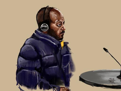 Gerichtsskizze des Eritreers Walid Amanuel Gebreyesus Negash während der Hauptverhandlung im Strafverfahren gegen ihn.