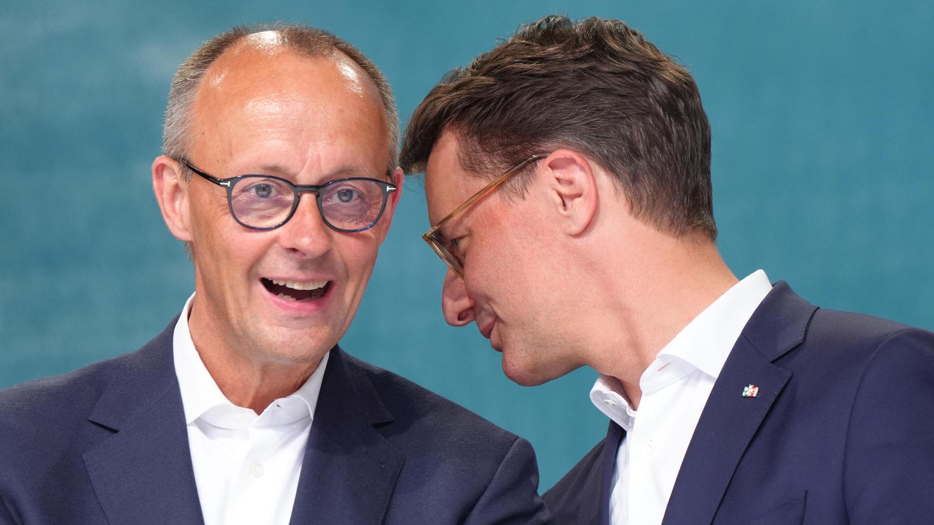 CDU Parteivorsitzender Friedrich Merz gemeinsam mit NRW Ministerpräsident Hendrik Wüst