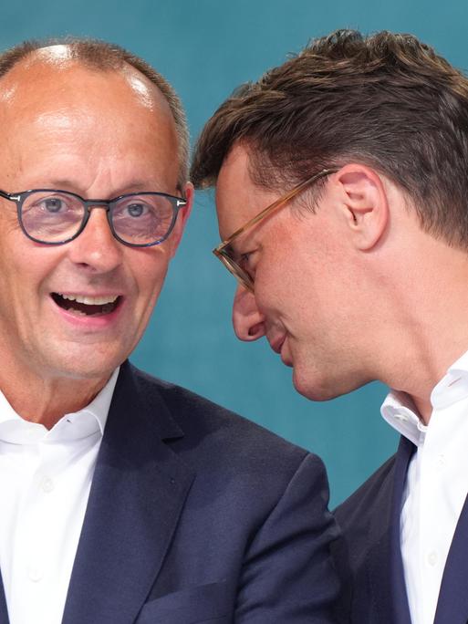 CDU Parteivorsitzender Friedrich Merz gemeinsam mit NRW Ministerpräsident Hendrik Wüst