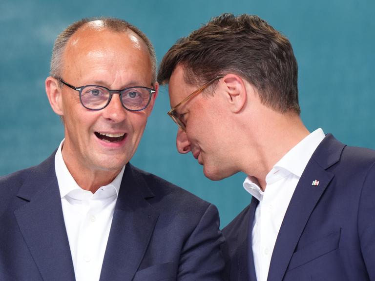 CDU Parteivorsitzender Friedrich Merz gemeinsam mit NRW Ministerpräsident Hendrik Wüst