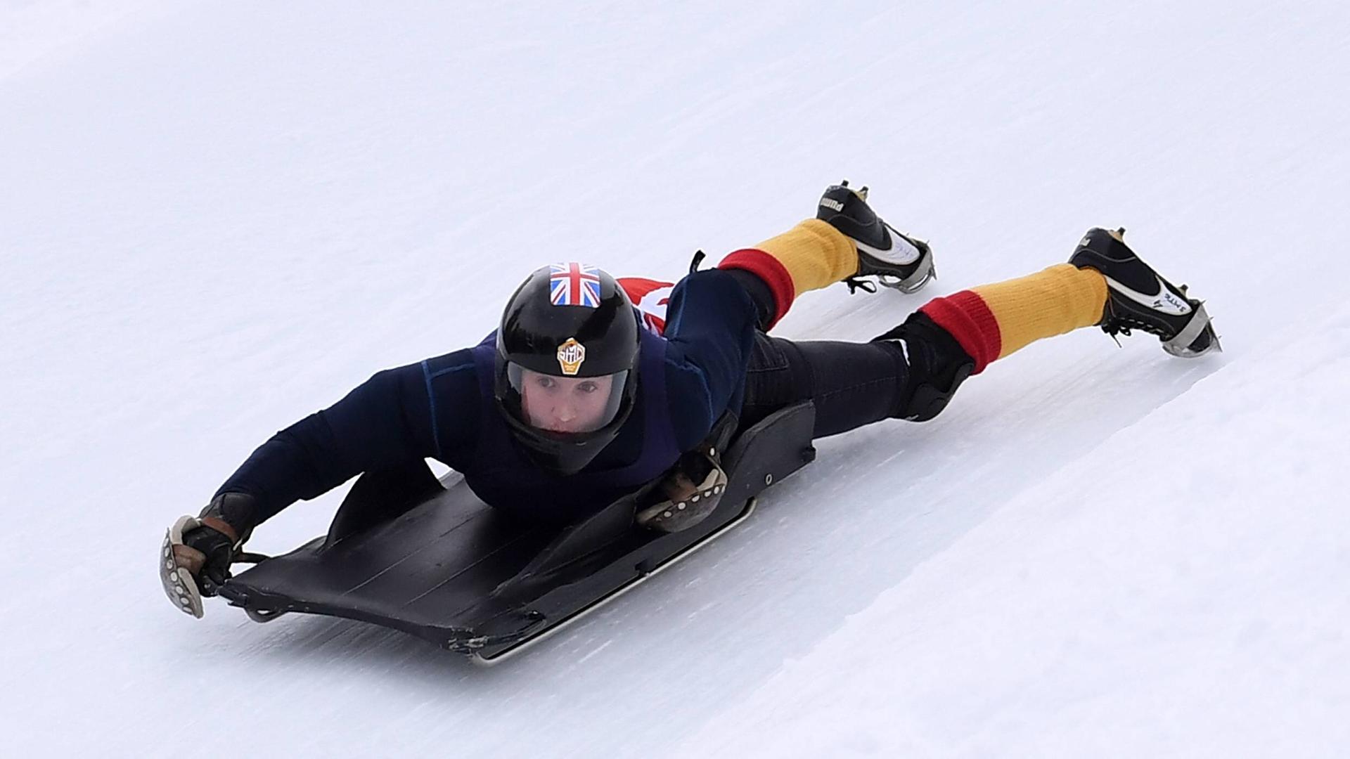 Ein Crestafahrer in St. Moritz Ein Crestafahrer in St. Moritz