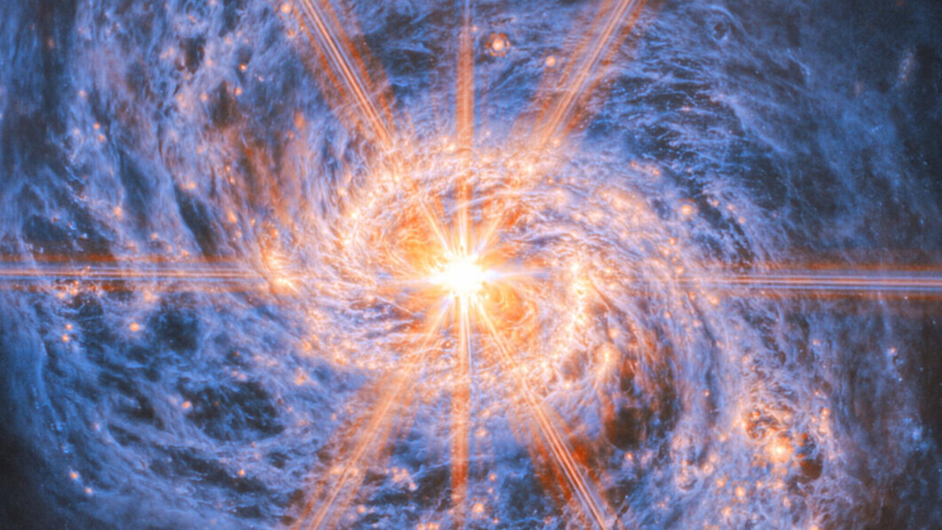Ein Bild des James-Webb-Teleskops von NASA/ESA/CSA der Galaxie Messier 77 (M77). Sie ist etwa 45 Millionen Lichtjahre entfernt im Sternbild Walfisch. Ein Bild des James-Webb-Teleskops von NASA/ESA/CSA der Galaxie Messier 77 (M77). Sie ist etwa 45 Millionen Lichtjahre entfernt im Sternbild Walfisch.