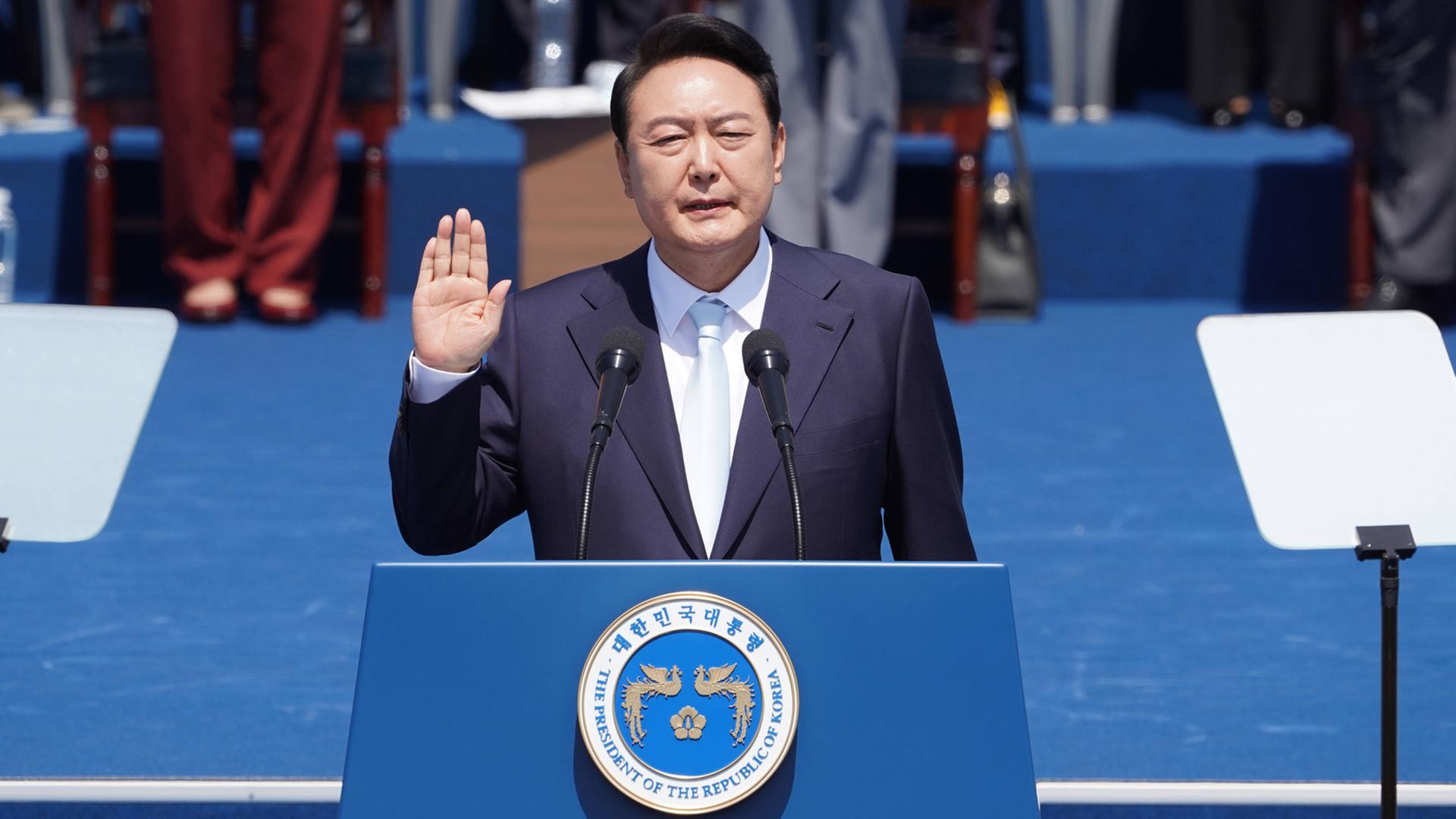 Yoon Suk Yeol bei seiner Vereidigung als Präsident.