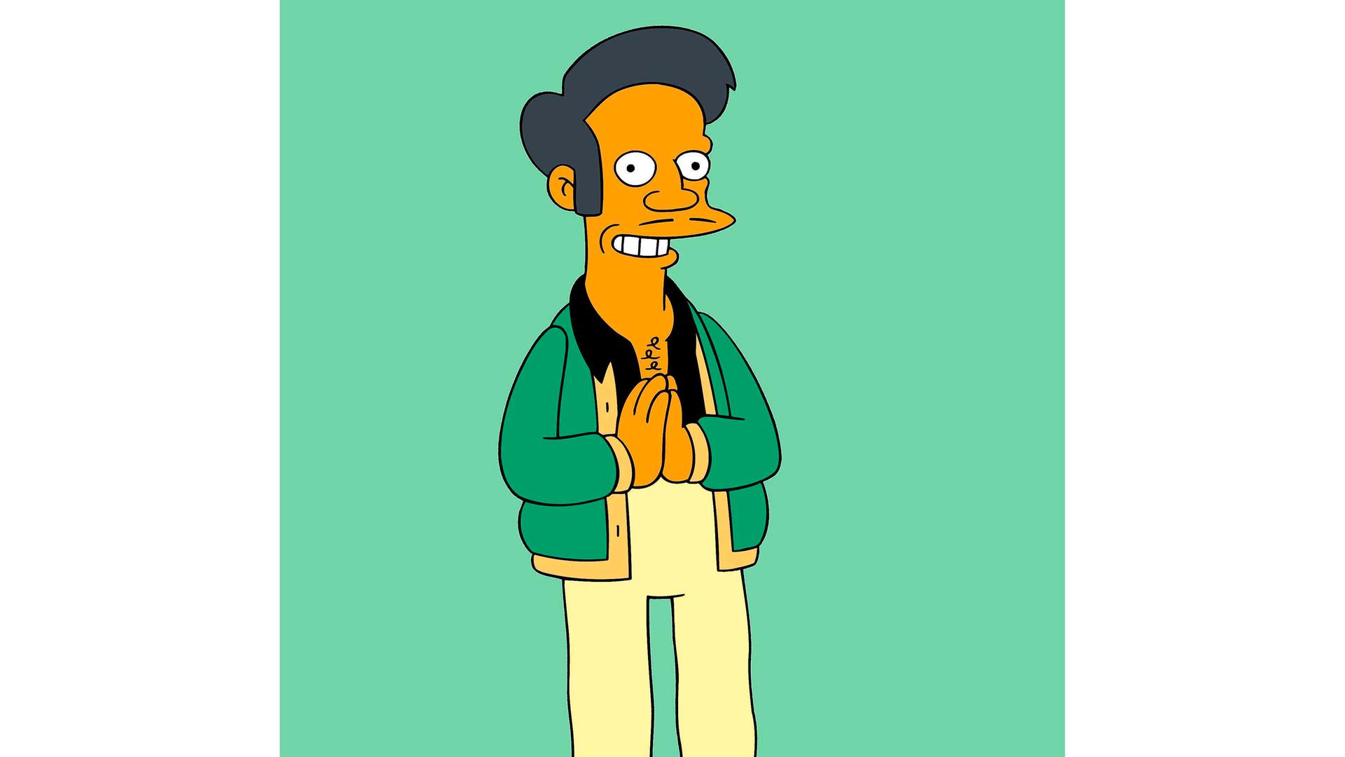 Die Figur Apu, ein indischer Ladenbesitzer aus der Zeichentrickserie „Die Simpsons“. Die Figur Apu, ein indischer Ladenbesitzer aus der Zeichentrickserie „Die Simpsons“.