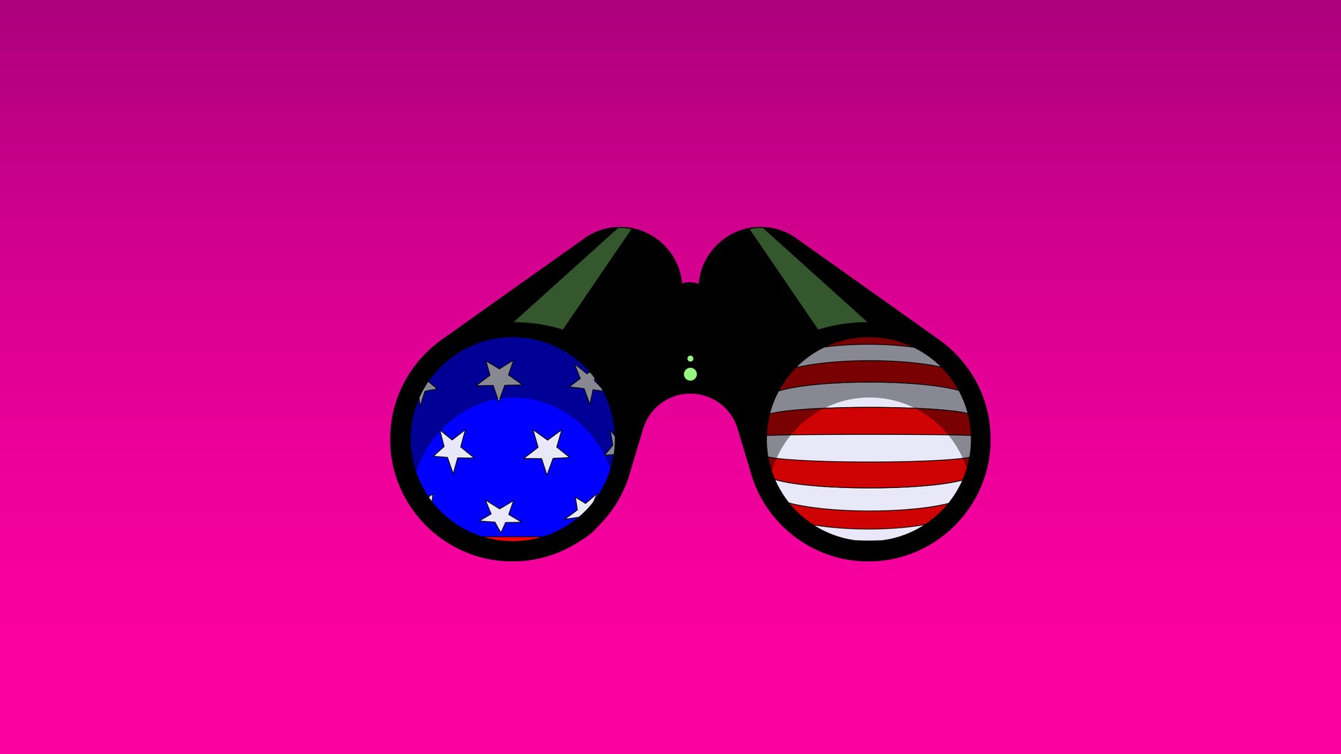 Ein Fernrohr, bei dem in den beiden Gläsern ist die US-Flagge zu sehen ist Ein Fernrohr, bei dem in den beiden Gläsern ist die US-Flagge zu sehen ist