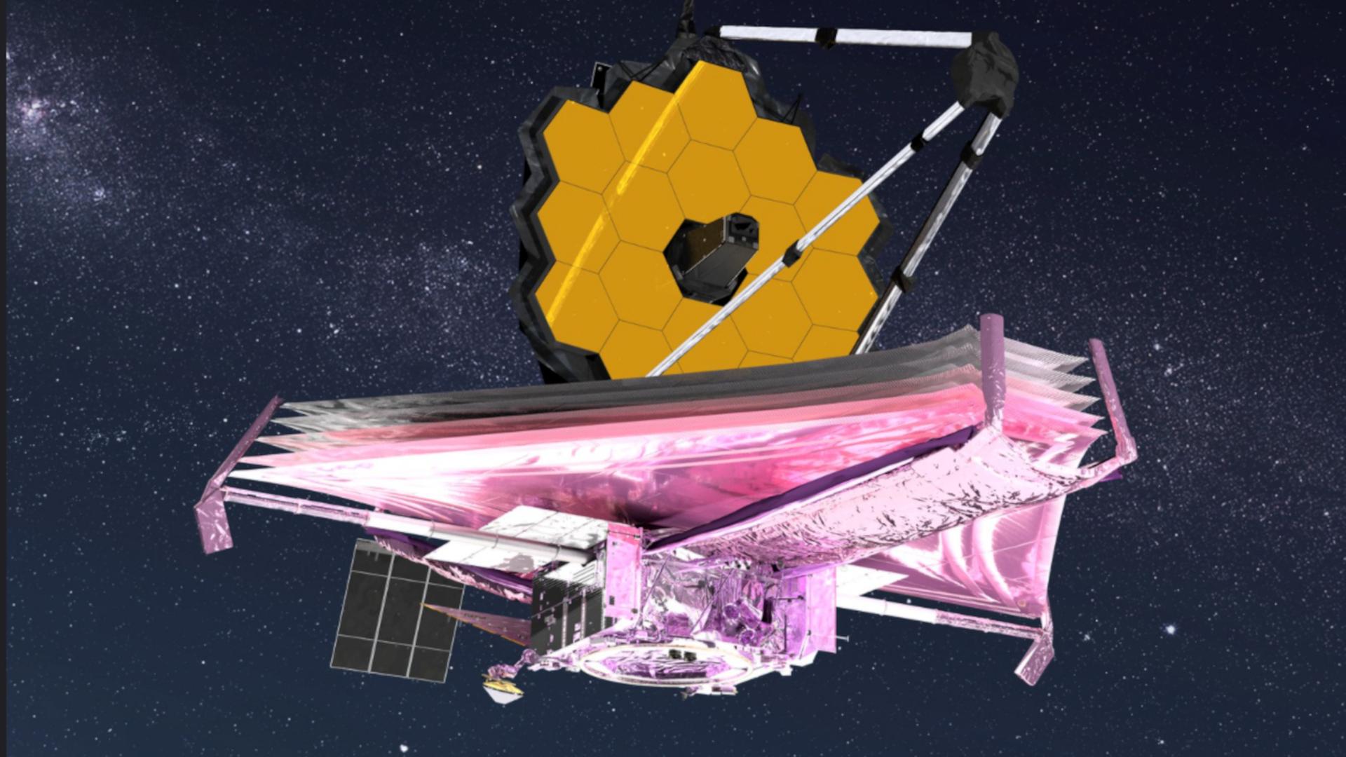 Auf einer Illustration ist das James-Webb-Weltraumteleskop im All dargestellt. Auf einer Illustration ist das James-Webb-Weltraumteleskop im All dargestellt.