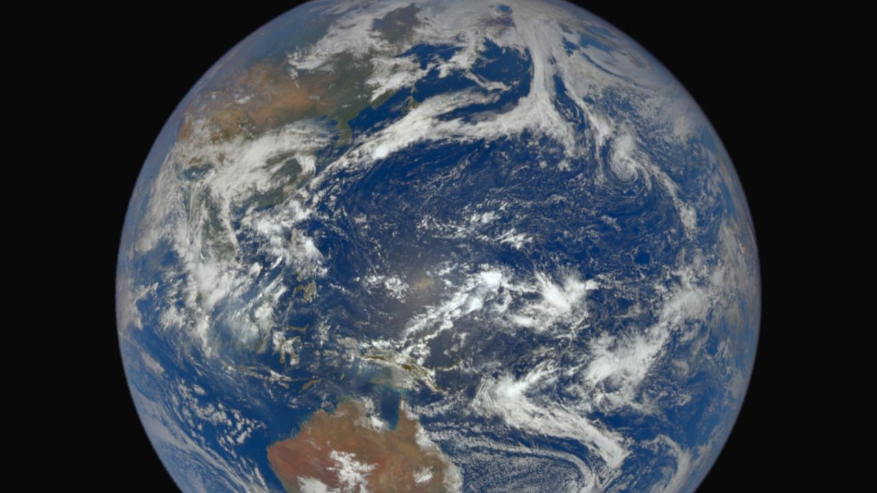 Das Bild zeigt einen Blick aus dem Weltall auf die Erde. Zu sehen sind Australien und der Pazifik 