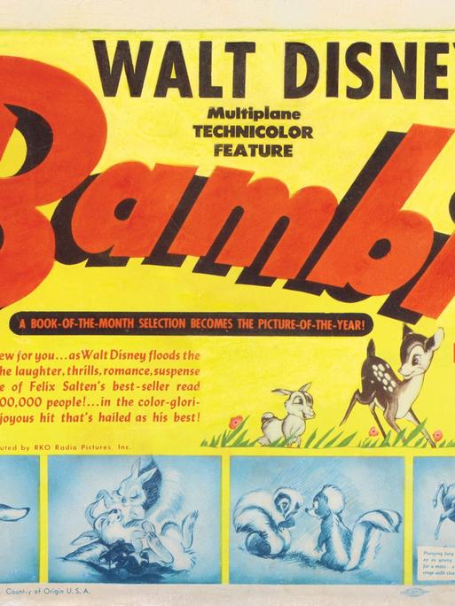 Das Plakat zu Walt Disneys Zeichentrickfilm "Bambi " im Jahr der Premiere 1942