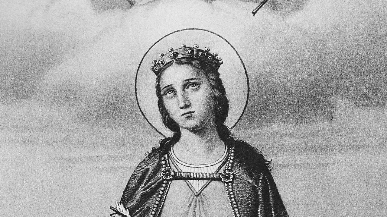 Die heilige Ursula von Köln, digitale Reproduktion einer Originalvorlage aus dem 19. Jahrhundert, Originaldatum nicht bekannt