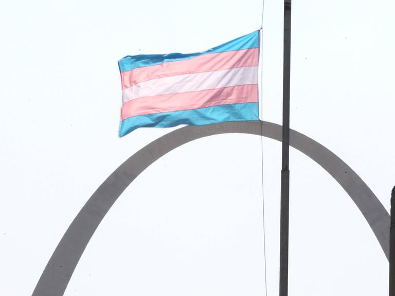 Eine transgender Flagge in der amerikanischen Metropole St. Louis.