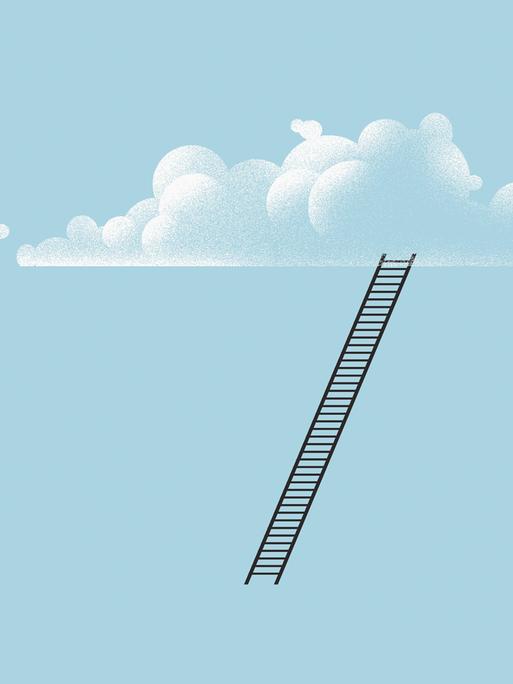 Illustration: Eine Leiter lehnt an einer Wolke.