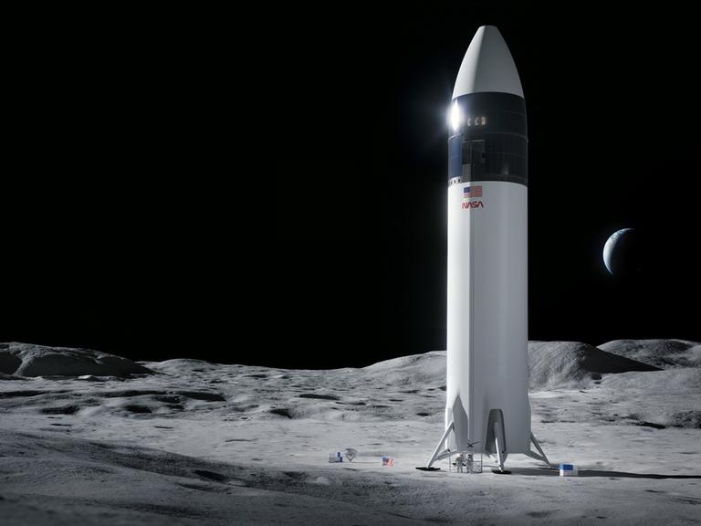 Noch Zukunftsmusik: Ein SpaceX-Raumschiff nach der Landung auf dem Mond