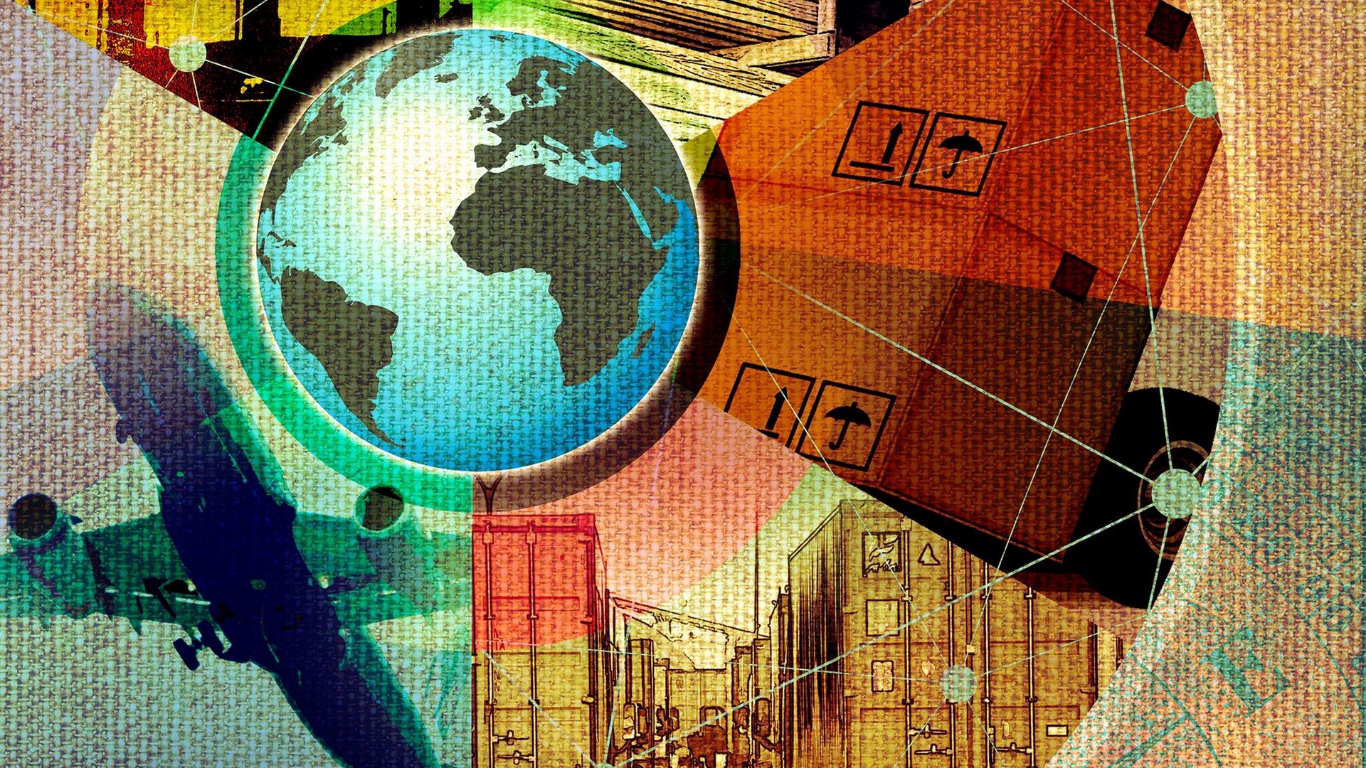 Grafik für globalen Handel und Verteilung 