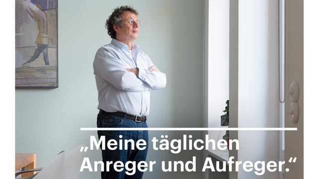 Eines der Motive aus der Deutschlandradio-Kampagne "Unabhängig. Unverzichtbar. Unverwechselbar." zeigt den Schriftsteller Ingo Schulze.