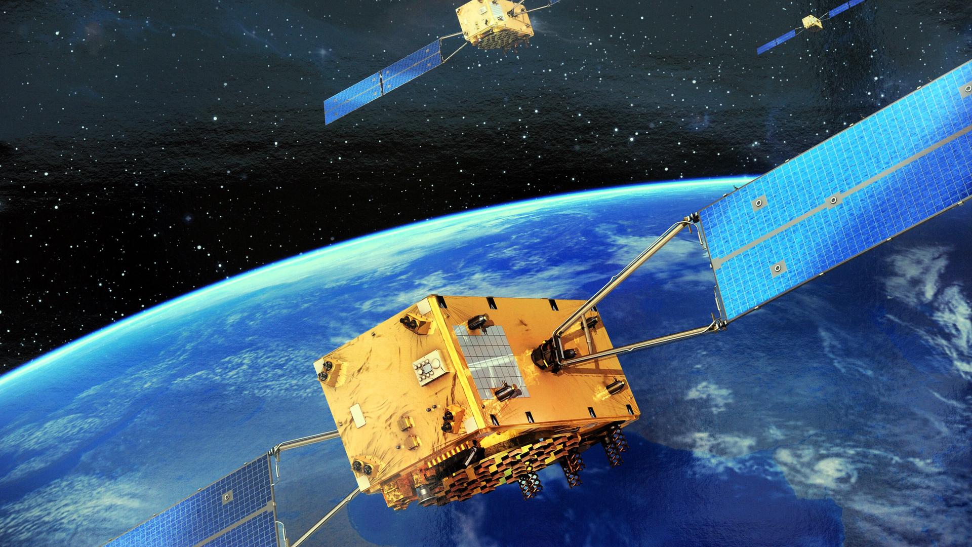 Eine Grafik des europäischen Navigationssatellitensystems "Galileo".