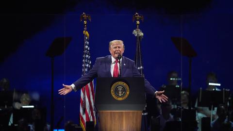 US-Präsident Donald Trump bei seiner Rede anlässlich des 250. Jahrestages der Unabhängigkeit der Vereinigten Staaten