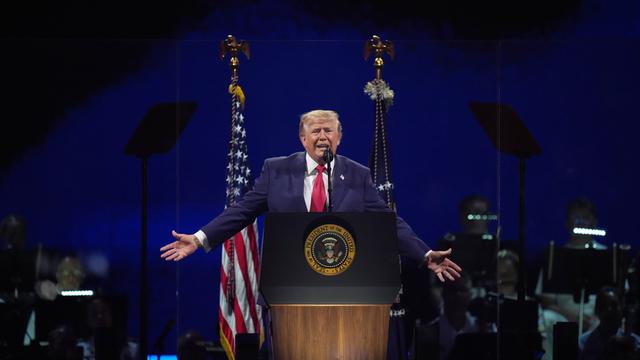 US-Präsident Donald Trump bei seiner Rede anlässlich des 250. Jahrestages der Unabhängigkeit der Vereinigten Staaten